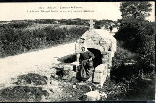 carte postale ancienne arzon fontaine de kerner