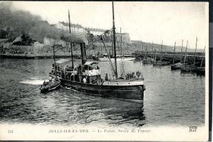 carte postale ancienne belle île en mer sortie du bateau à vapeur