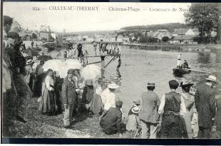 carte postale ancienne chateau thierry  concours de natation