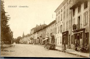 carte postale ancienne coligny grande rue