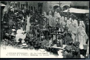 carte postale ancienne estaing procession de la sainte fleuret