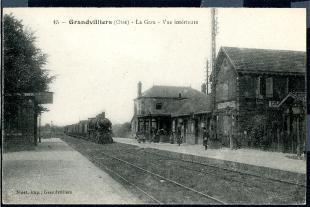 carte postale ancienne grandvilliers la gare