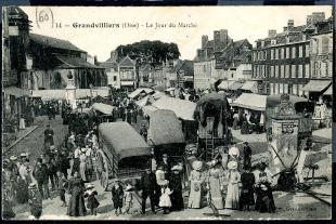 carte postale ancienne grandvilliers le marché